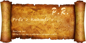 Práz Radomér névjegykártya